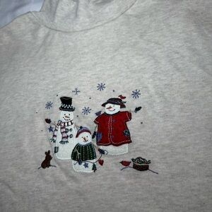 Vtg Croft & Barrow Womens Snowman Turtleneck 90's Y2K Size Medium Winter Holiday